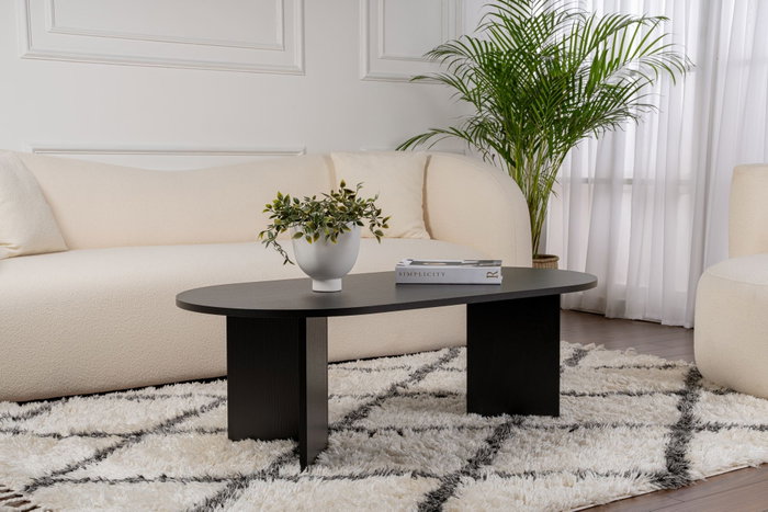 Nordure Sable Mesa de Centro Madera Negro Elegante y Funcional para Salón